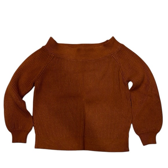 Boat Neck Brown Sweater by Kirundo - brown off shoulder style - Picture 3 of 6
